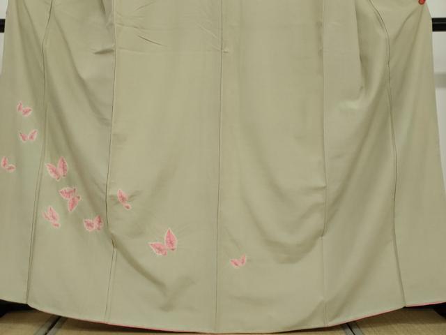 平和屋着物●訪問着 紬地 絞り 舞蝶文 正絹 逸品 未使用 DAAV4901ud