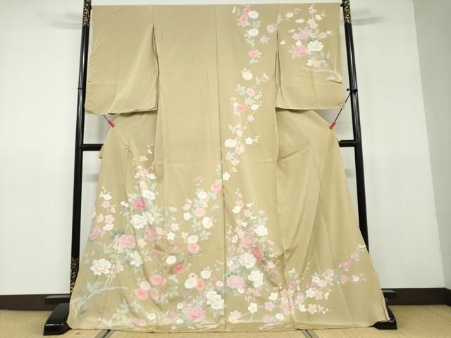 平和屋着物●訪問着 友禅 草花文 仮絵羽 正絹 逸品 未使用 DAAV4919ud