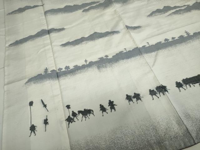 平和屋着物●訪問着 紬地 大名行列 正絹 逸品 DAAV4956ud