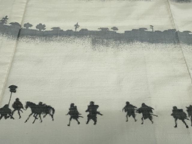 平和屋着物●訪問着 紬地 大名行列 正絹 逸品 DAAV4956ud