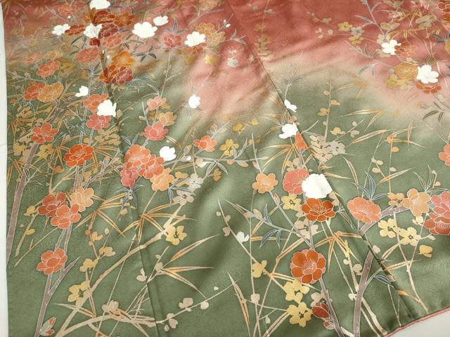 平和屋着物●訪問着 作家物 草花文 暈し染め 金銀彩 正絹 逸品 DAAV4960ud