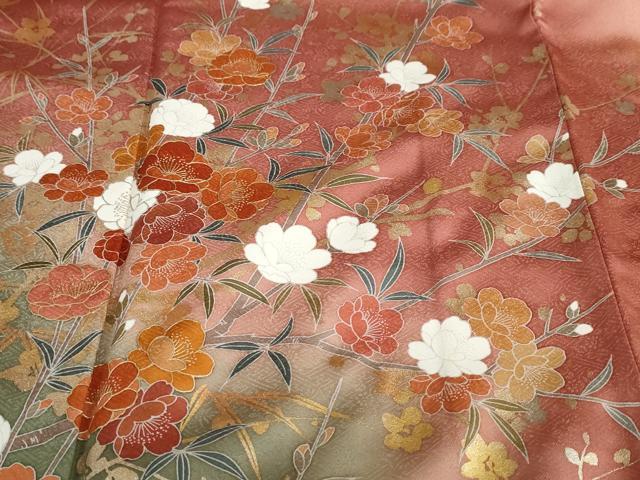 平和屋着物●訪問着 作家物 草花文 暈し染め 金銀彩 正絹 逸品 DAAV4960ud