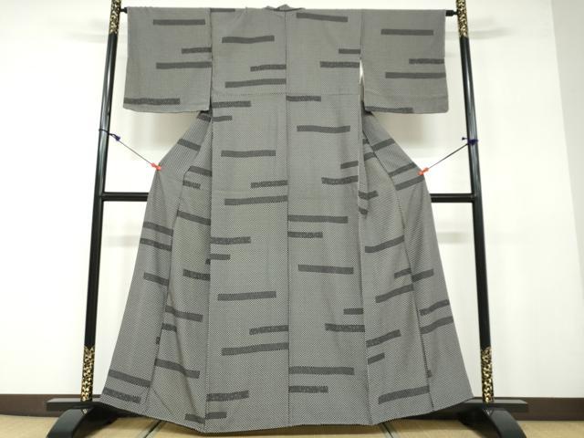 平和屋着物●江戸小紋 横段草花文 黒地 正絹 逸品 DAAV4967ud