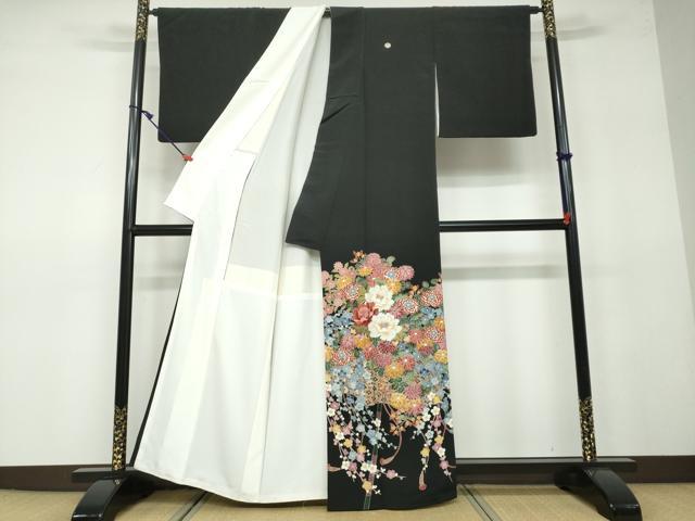 平和屋着物●豪華黒留袖 友禅 作家物 吉祥草花文 正絹 逸品 DAAV4971ud