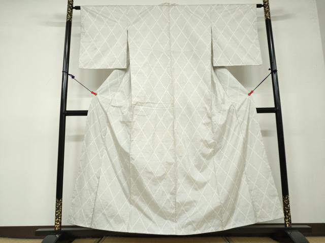 平和屋着物●本場大島紬 白大島 100亀甲 菱文 正絹 逸品 DAAV4998ud