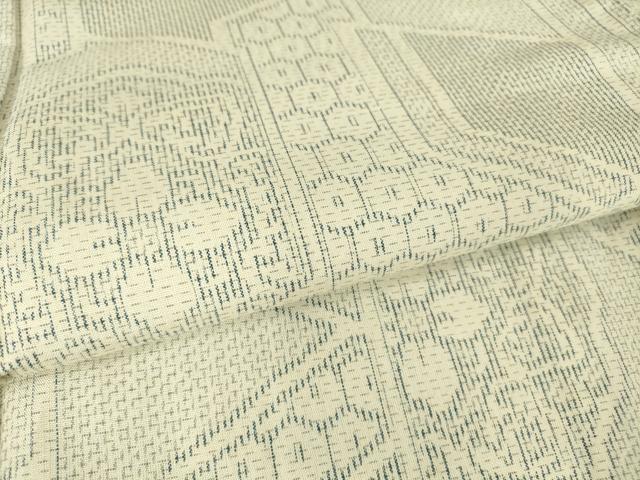 平和屋着物▽上質な紬 単衣 正倉院花文 正絹 逸品 DAAV5020az