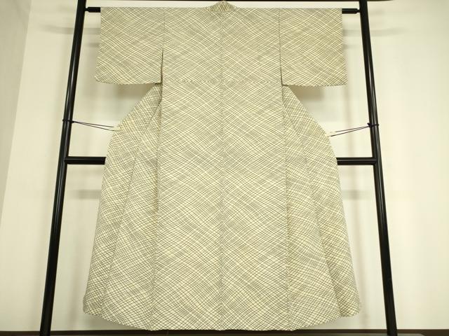 平和屋着物▽上質な小紋 単衣 網目文 正絹 逸品 DAAV5024az