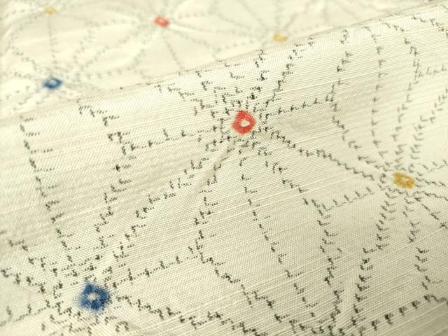 平和屋着物▽上質な紬 単衣 絞り 麻の葉文 正絹 逸品 DAAV5034az