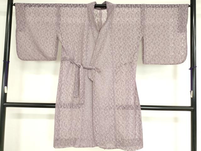 平和屋着物▽道中着 スリーシーズン 春夏秋 塵除け 総レース 草花文 梅鼠色 ロング丈 DAAV5061az