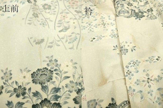 平和屋着物▽上質な小紋 単衣 霞取り花鳥文 正絹 逸品 DAAV5174az