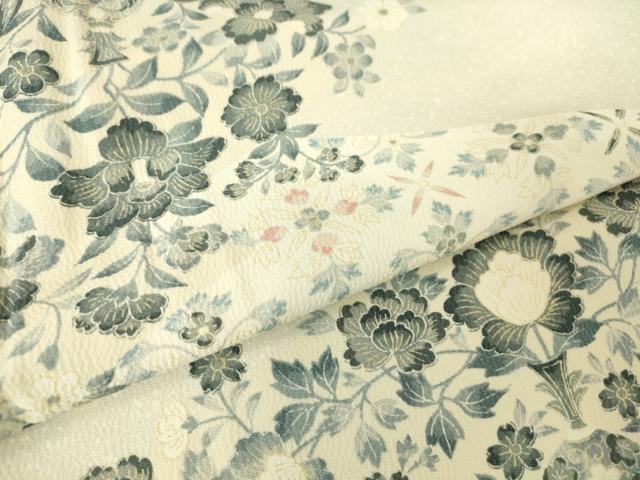 平和屋着物▽上質な小紋 単衣 霞取り花鳥文 正絹 逸品 DAAV5174az