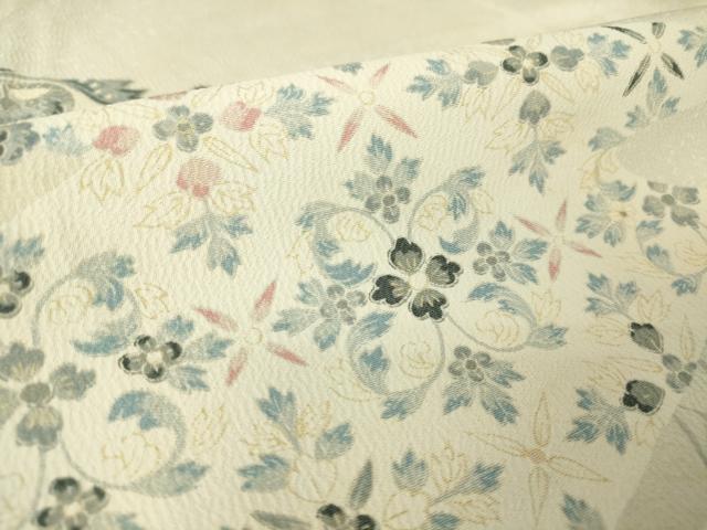 平和屋着物▽上質な小紋 単衣 霞取り花鳥文 正絹 逸品 DAAV5174az
