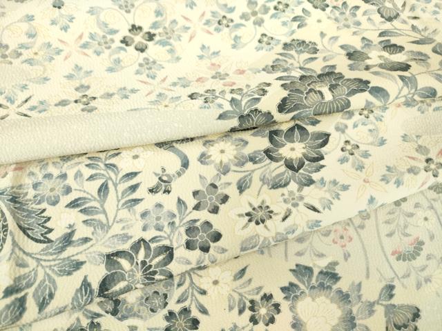平和屋着物▽上質な小紋 単衣 霞取り花鳥文 正絹 逸品 DAAV5174az