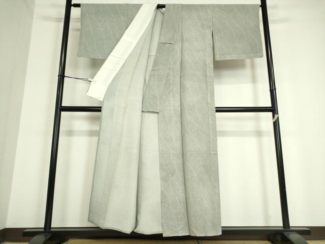 平和屋着物▽上質な小紋 単衣 紬地 よろけ縞 正絹 逸品 DAAV5182az