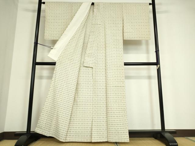 平和屋着物▽本塩沢 単衣 横段文 正絹 逸品 DAAV5202az
