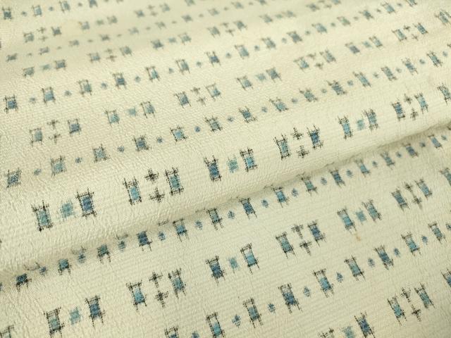 平和屋着物▽本塩沢 単衣 横段文 正絹 逸品 DAAV5202az