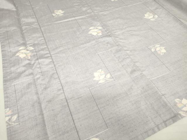 平和屋着物▽上質な紬 単衣 草花文 正絹 逸品 DAAV5205az