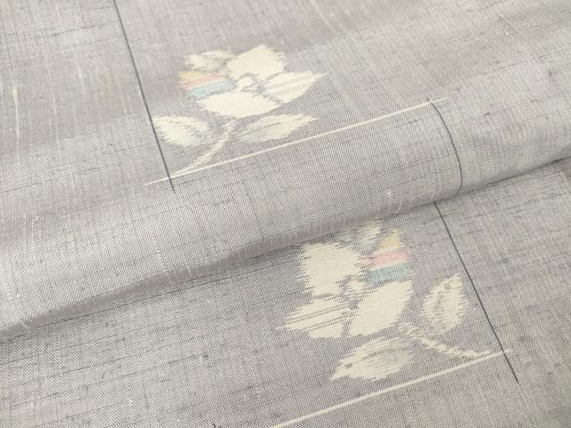 平和屋着物▽上質な紬 単衣 草花文 正絹 逸品 DAAV5205az