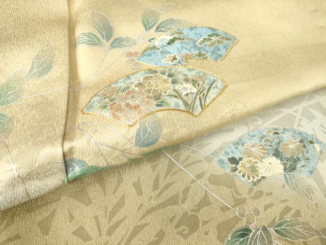 平和屋着物▽訪問着 単衣 駒刺繍 地紙花文 暈し染め 銀彩 正絹 逸品 DAAV5206az