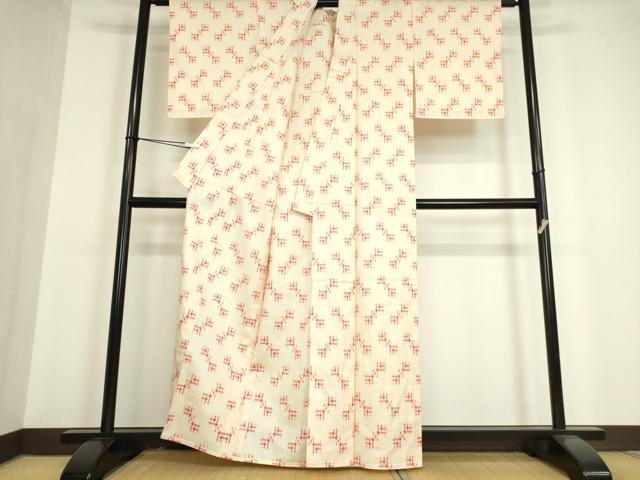 平和屋着物▽上質な紬 単衣 絣文 正絹 逸品 DAAV5333az