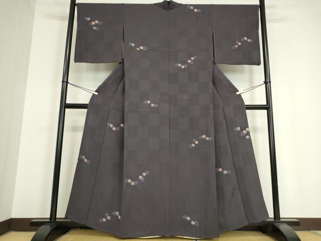 平和屋着物▽上質な小紋 単衣 絞り 舞花文 金彩 正絹 逸品 DAAV5355az