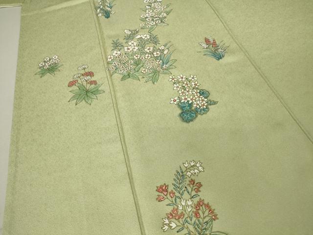 平和屋着物▽訪問着 単衣 草花文 金彩 正絹 逸品 DAAV5360az