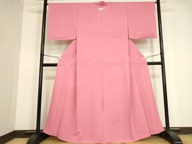 平和屋着物▽上質な色無地 単衣 雲取花地紋 牡丹色 正絹 逸品 未使用 DAAV5371az