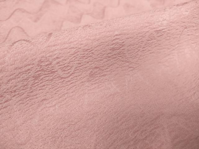 平和屋着物▽上質な色無地 単衣 横段地紋 鴇色 正絹 逸品 DAAV5374az