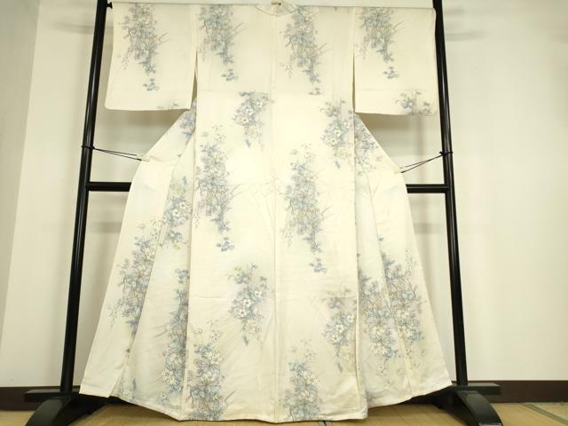平和屋着物▽上質な小紋 単衣 草花文 正絹 逸品 DAAV5381az