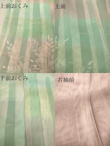 平和屋着物▽訪問着 無双 作家物 紗袷 紗×紗 笹竹文 暈し染め 正絹 逸品 DAAV5399az