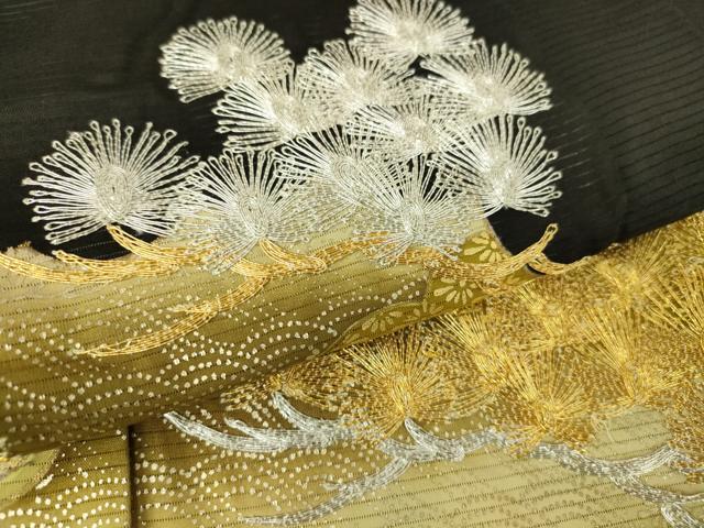 平和屋着物*夏物 黒留袖 駒刺繍 松文 絽 金銀糸 正絹 逸品 DAAV5405az