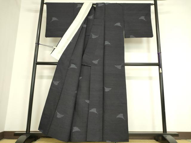 平和屋着物▽結城紬 単衣 銀杏 飛び亀甲柄 80亀甲 正絹 逸品 DAAV5416az