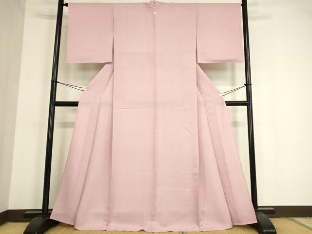平和屋着物▽上質な色無地 単衣 霞地紋 石竹色 正絹 逸品 未使用 DAAV5417az