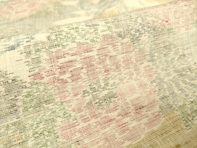 平和屋着物▽上質な紬 単衣 霞花文 正絹 逸品 DAAV5421az