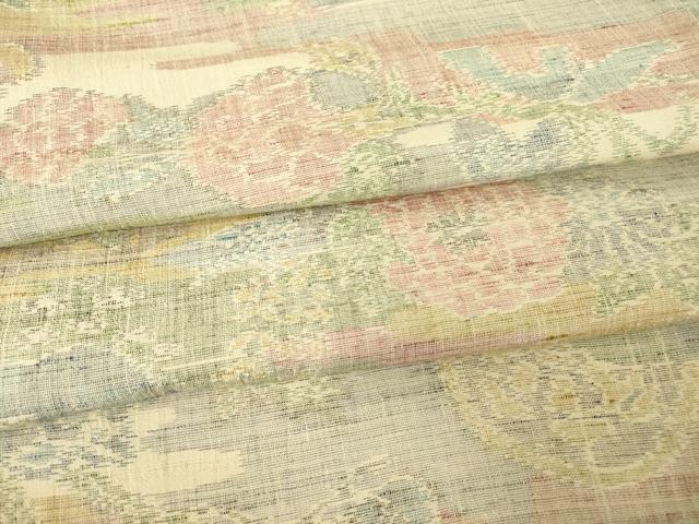 平和屋着物▽上質な紬 単衣 霞花文 正絹 逸品 DAAV5421az
