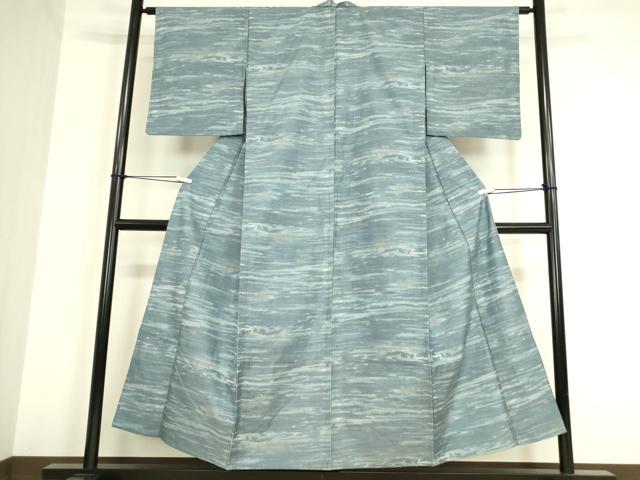 平和屋着物▽上質な紬 単衣 霞文 正絹 逸品 DAAV5423az