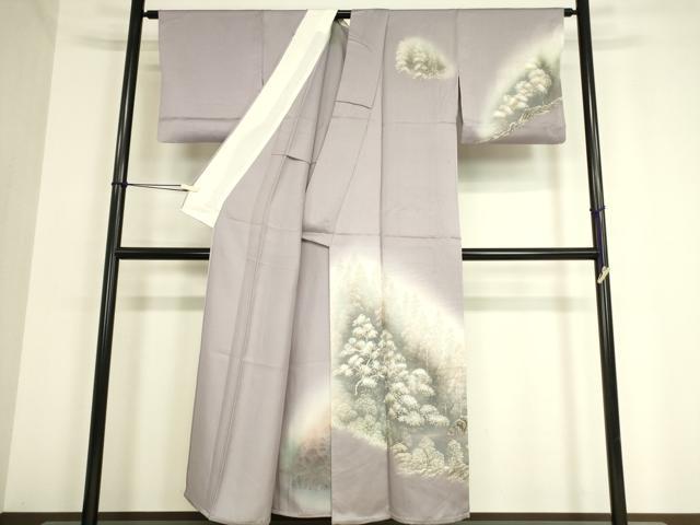 平和屋着物▽訪問着 単衣 樹林文 暈し染め 金彩 正絹 逸品 DAAV5426az