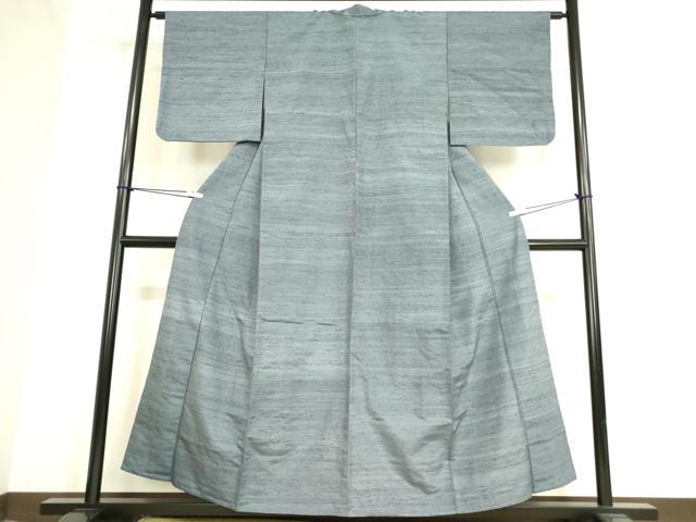 平和屋着物▽上質な紬 単衣 紺鼠色 正絹 逸品 DAAV5427az