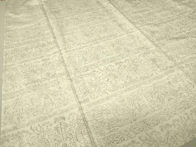 平和屋着物▽上質な紬 単衣 花鳥文 反端付き 正絹 逸品 DAAV5431az
