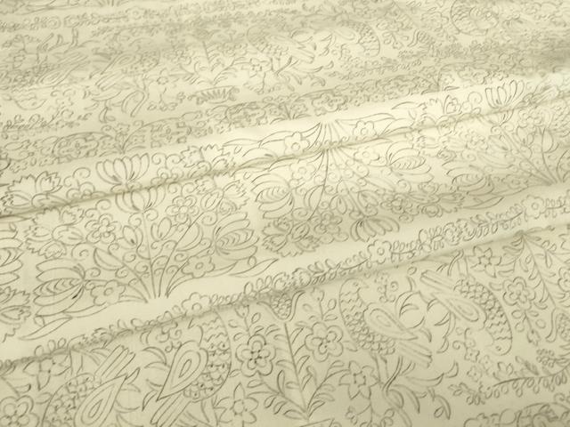 平和屋着物▽上質な紬 単衣 花鳥文 反端付き 正絹 逸品 DAAV5431az