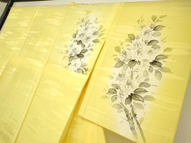 平和屋着物▽訪問着 単衣 草花文 手描き 暈し染め 正絹 逸品 DAAV5443az