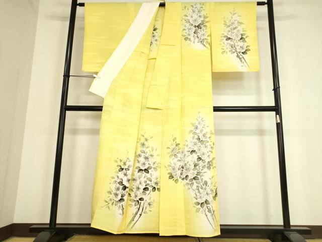 平和屋着物▽訪問着 単衣 草花文 手描き 暈し染め 正絹 逸品 DAAV5443az