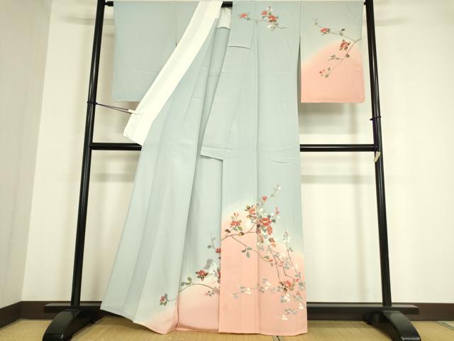 平和屋着物▽訪問着 単衣 友禅 束ね熨斗花文 暈し染め 正絹 逸品 DAAV5553az