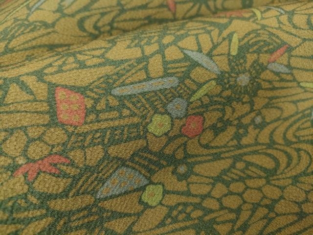 平和屋着物▽上質な小紋 単衣 型染め 風景花文 正絹 逸品 未使用 DAAV5554az