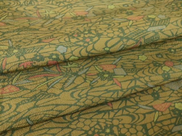 平和屋着物▽上質な小紋 単衣 型染め 風景花文 正絹 逸品 未使用 DAAV5554az