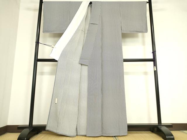 平和屋着物▽江戸小紋 単衣 作家物 伊勢型彫 子持ち縞 正絹 逸品 DAAV5558az