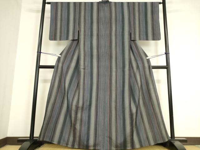 平和屋着物▽上質な紬 単衣 間道 正絹 逸品 DAAV5560az