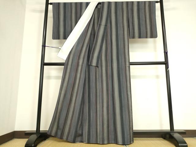 平和屋着物▽上質な紬 単衣 間道 正絹 逸品 DAAV5560az