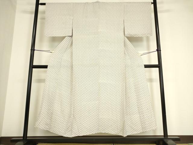 平和屋着物▽上質な小紋 単衣 松皮菱麻の葉文 正絹 逸品 DAAV5561az