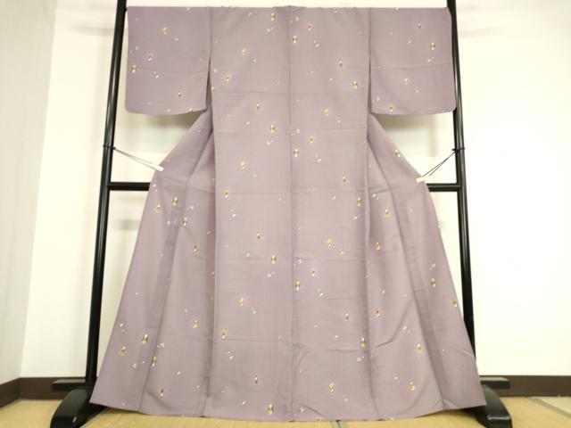平和屋着物▽小紋 単衣 人物舞桜文 洗える着物 DAAV5584az
